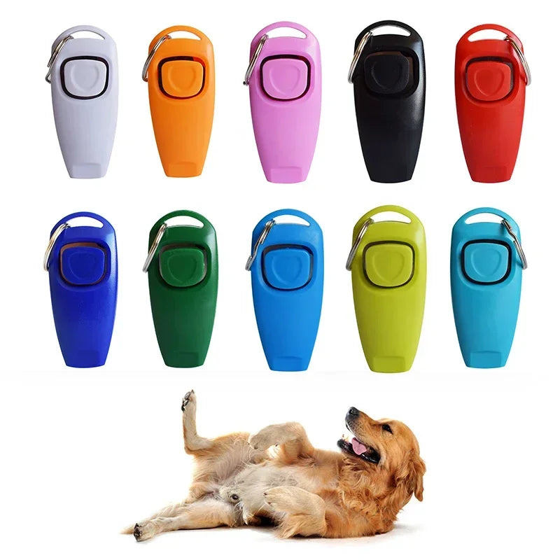 2 in 1 Pet Cat Dog Training Clicker and Whistle Adjustable Wristband Pet Trainer Assistive Guide with Key Ring Dog Pet Supplies