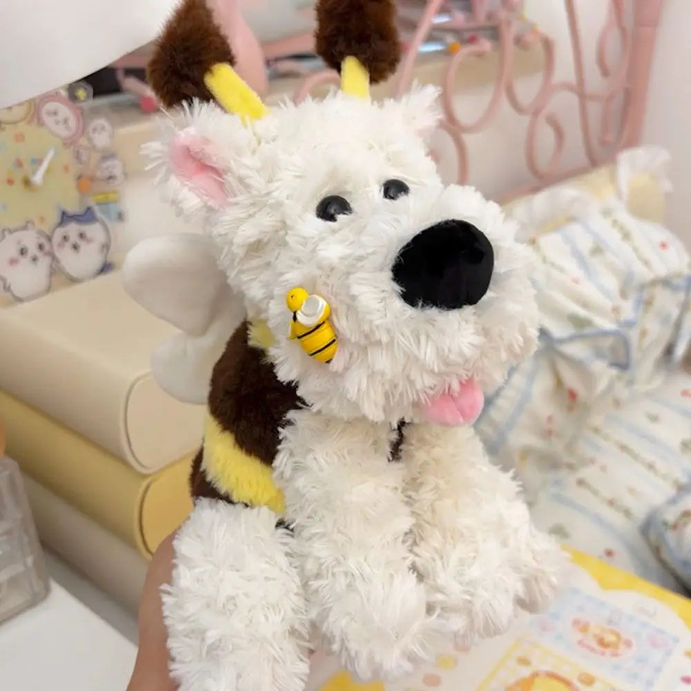 Simulation Bee Stings Dog Electric Plush Bee Dog West Highland Plush Doll Puppy Electric Doll Wag Tail Dog Educational Toys