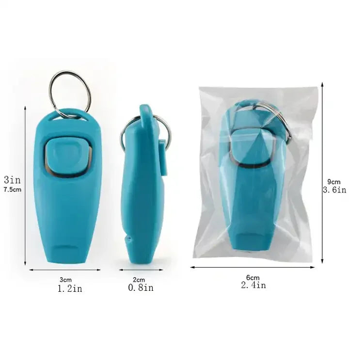 2 in 1 Pet Cat Dog Training Clicker and Whistle Adjustable Wristband Pet Trainer Assistive Guide with Key Ring Dog Pet Supplies