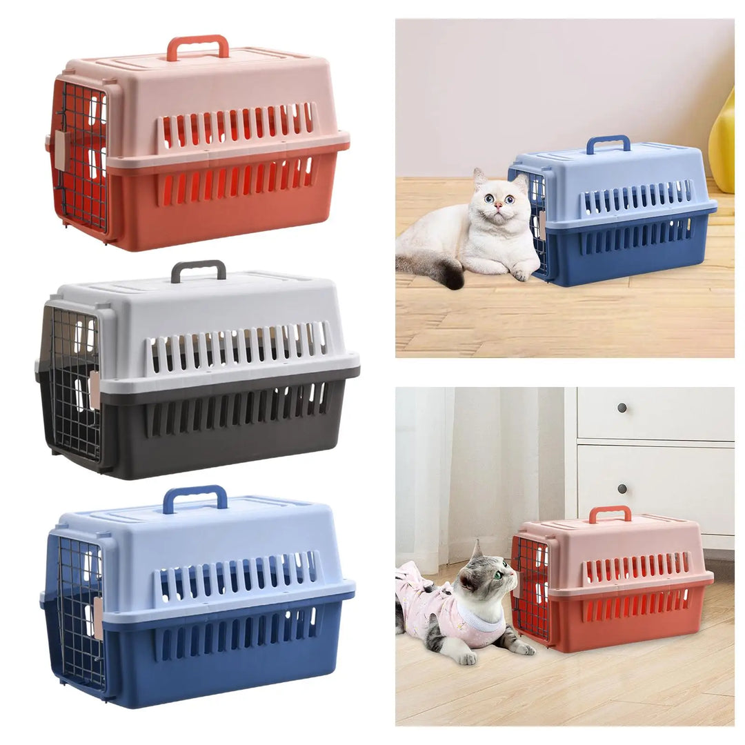 Dog Travel Kennel Crate Cage Case Breathable Tote Transport Box Hard Sided Pet