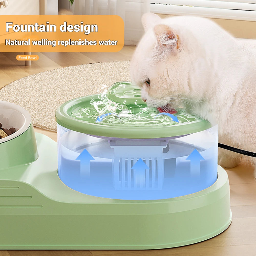 Cat Water Fountain Auto Recirculate Pet Dog Cat Food Bowl Automatic Feeder Drinking Raised Stand Dish Bowls Cats Water Dispenser