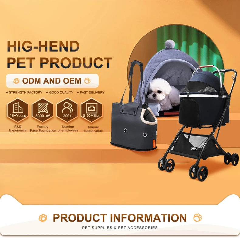 Toodandan High Quality Folding Four wheeled Travel Carrier Carriage Pet Stroller For Dogs And Cat