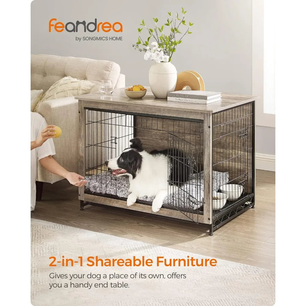 Dog Crate Furniture, Side End Table, Modern Kennel for Dogs Indoor , Heavy-Duty Dog Cage with Multi-Purpose Removable Tray