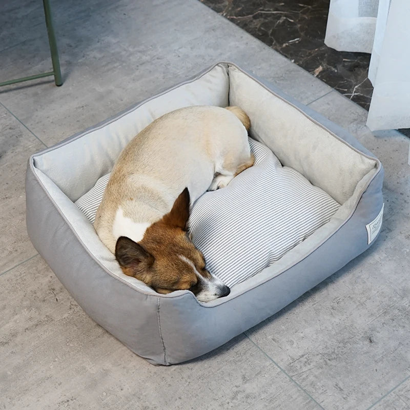 Square Soft Dog Beds for Small Medium Dogs Sleeping Pet Kennel Cat Cushion Winter Warm Dog Bed Cushion Removable Dog Sofa Beds