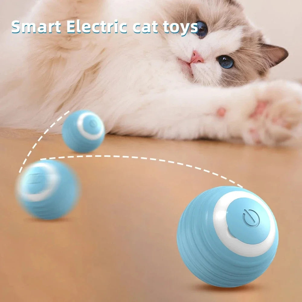 2024 Electric Cat Ball Toys USB Rechargeable Smart Interactive Cat Toy ABS Intelligent Rolling Toy Ball for Kitten Dog Playing