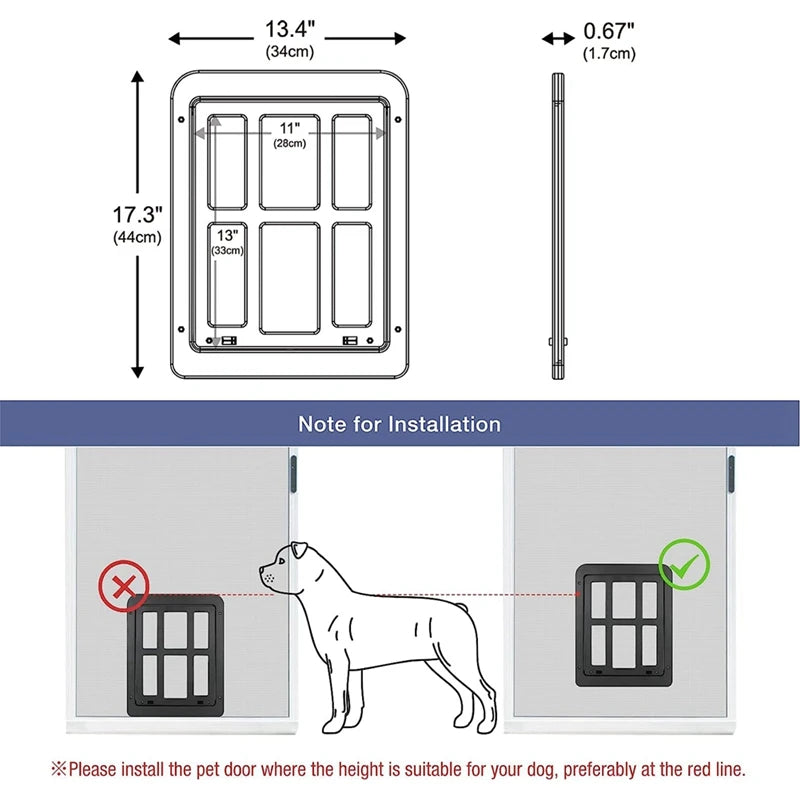 1 PCS Pet Flap For Fly Screen Dog Flap With Magnets Cats Flap Fly Screen Door Black Easy Installation For Cats/ Dog Black