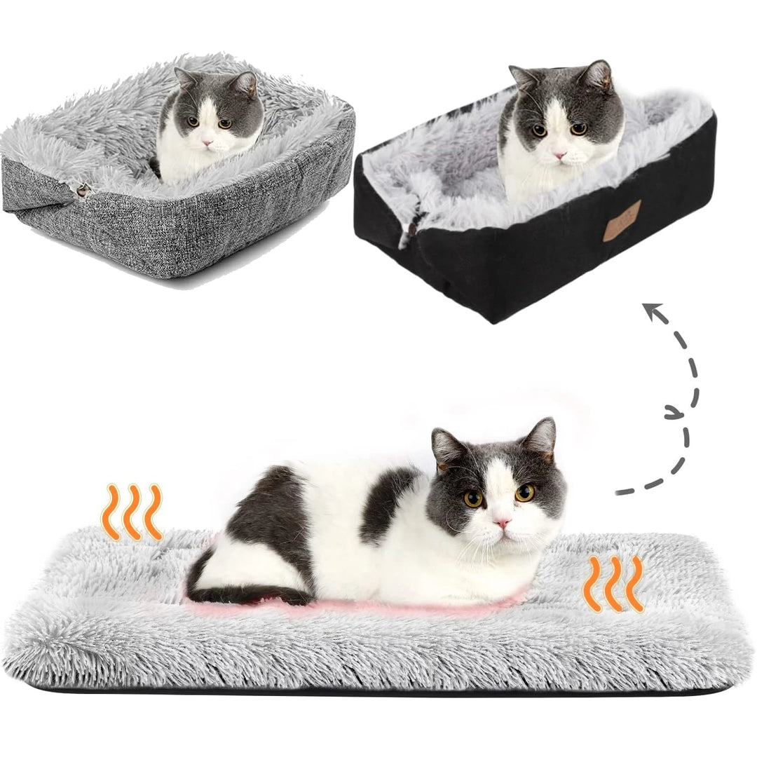 3 in1 Cat Sleeping Bed Small Dog Bed Two Sided Self Warming Summer Cool Pet Beds Heating Dog Mat Pet Pad Soft Cozy Crate