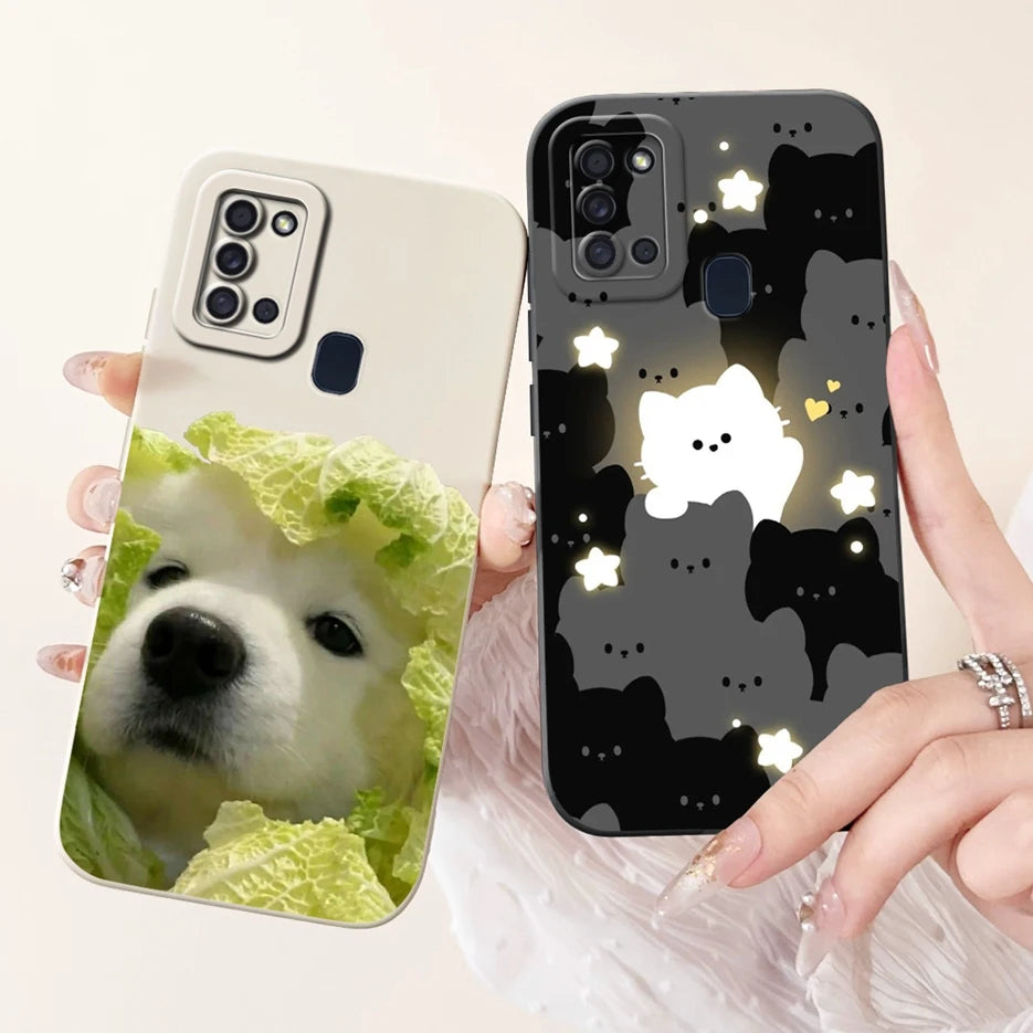 For Samsung Galaxy A21s Case SM-A217F Cute Dog Cartoon Cover Full Camera Protective Shell For Samsung A21s A217F Soft TPU Fundas