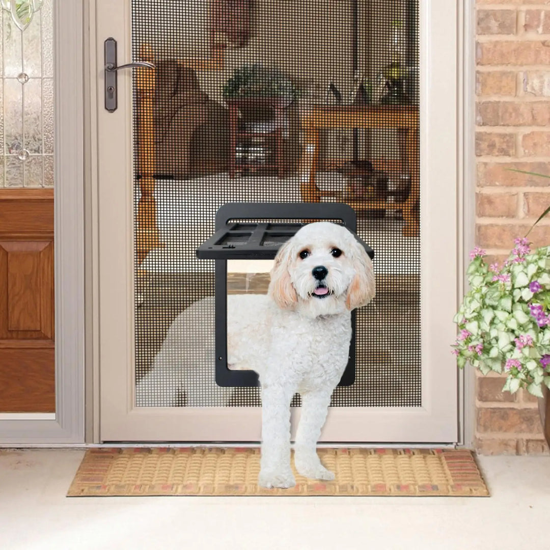 Dog Cat Flap Door for with 4 Way Locking Kitten Puppy Window Gate Security Door Pet Supplies