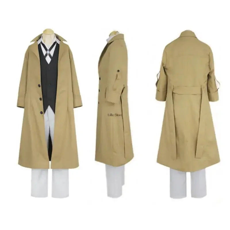 Anime Bungo Stray Dogs Dazai Osamu Cosplay Costume Long Jacket Coat Suit Adult Men Windbreaker Halloween Christmas Clothing