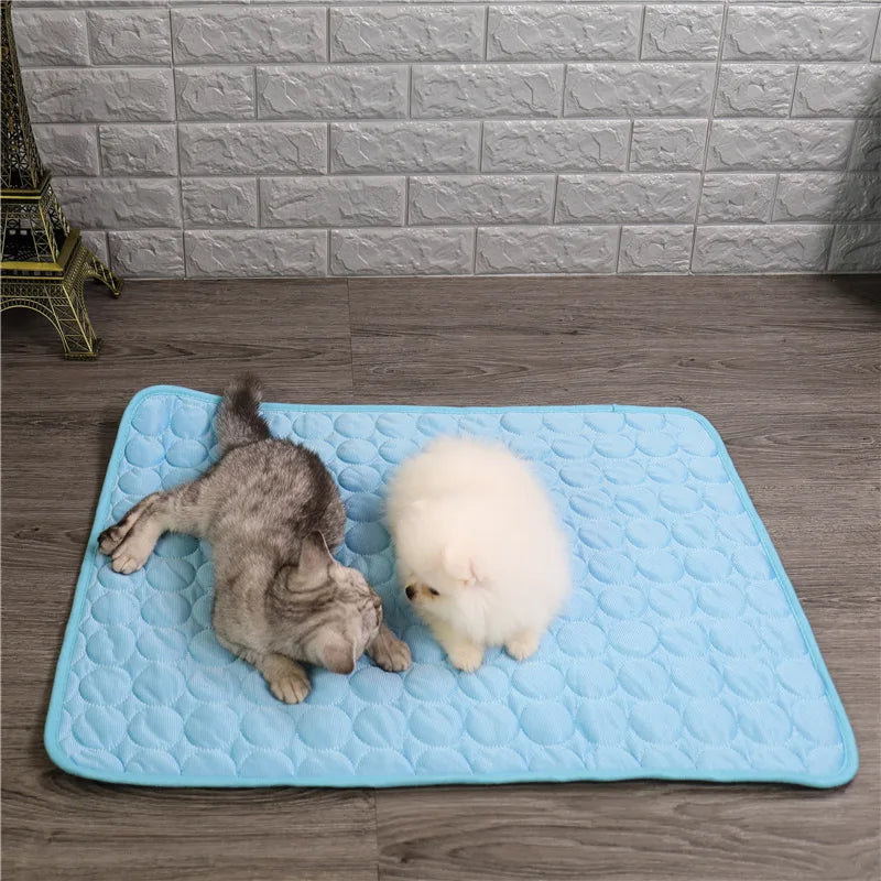 Pet Cat Dog Mat Cooling Summer Ice Pad Washable Breathable Blanket Sofa Puppy Floor Bed Cushion For Dogs Cats Pet Supplies