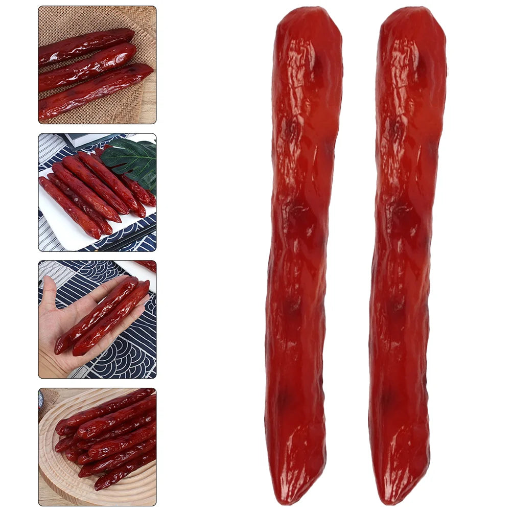 2 Pcs Artificial Simulated Sausage Food Model Toy Photo Props Baby Toys Beef Dogs Realistic Ham Pvc