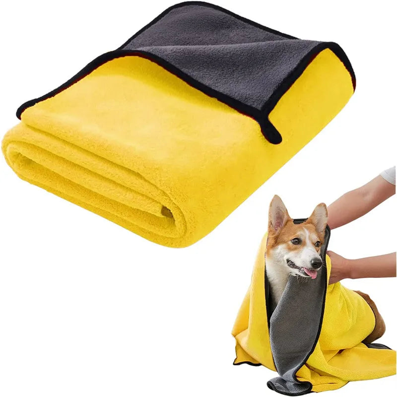 Pet Towel Quick Dry Dog Towel Bath Robe Soft Fiber Absorbent Cat Bath Towel Convenient Pet Cleaning Washcloth Pet Accessories