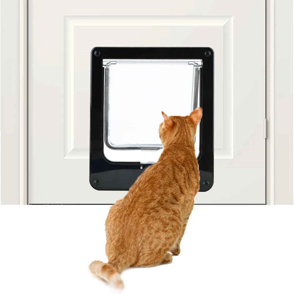 Pet Flap 4-Way Locking Magnetic Home Dog Cat Door Tough ABS Pet Cat Door For Dog And Cat