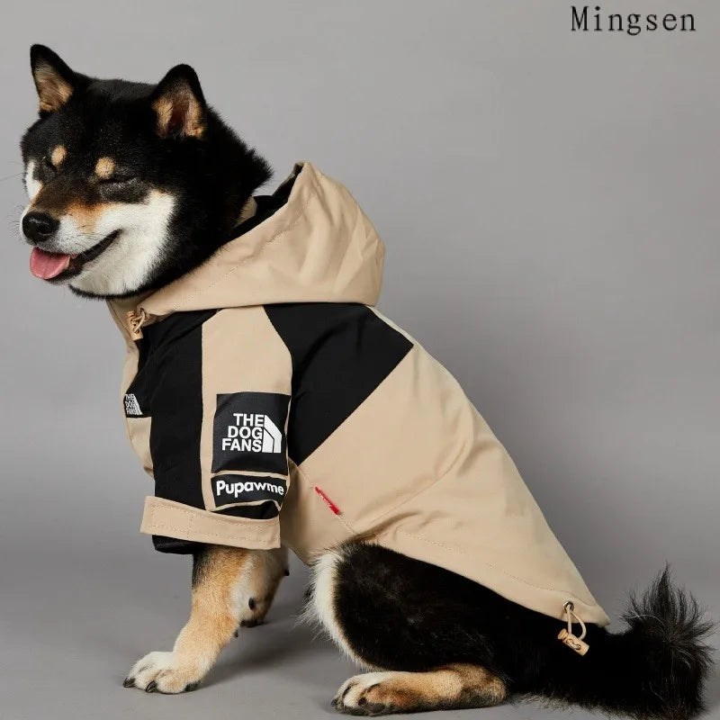 American style khaki trendy brand pet dog clothing windproof and rainproof French bulldog large dog raincoat dog charging suit