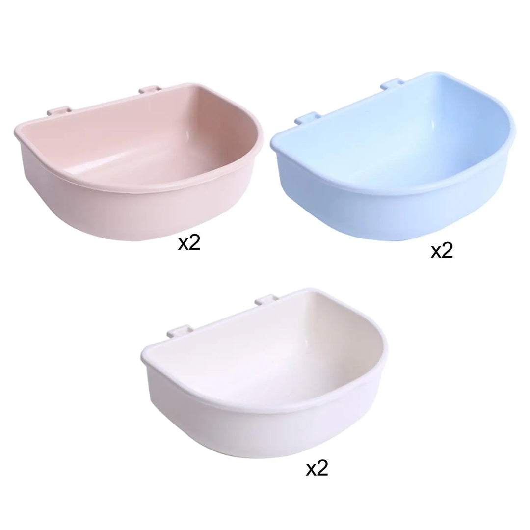 2x Pet Crate Hanging Bowls Travel Pet Carrier Bowl Slow Feeding Drink Water Bowl for Kitty Kitten Small Dogs Puppy Guinea Pigs