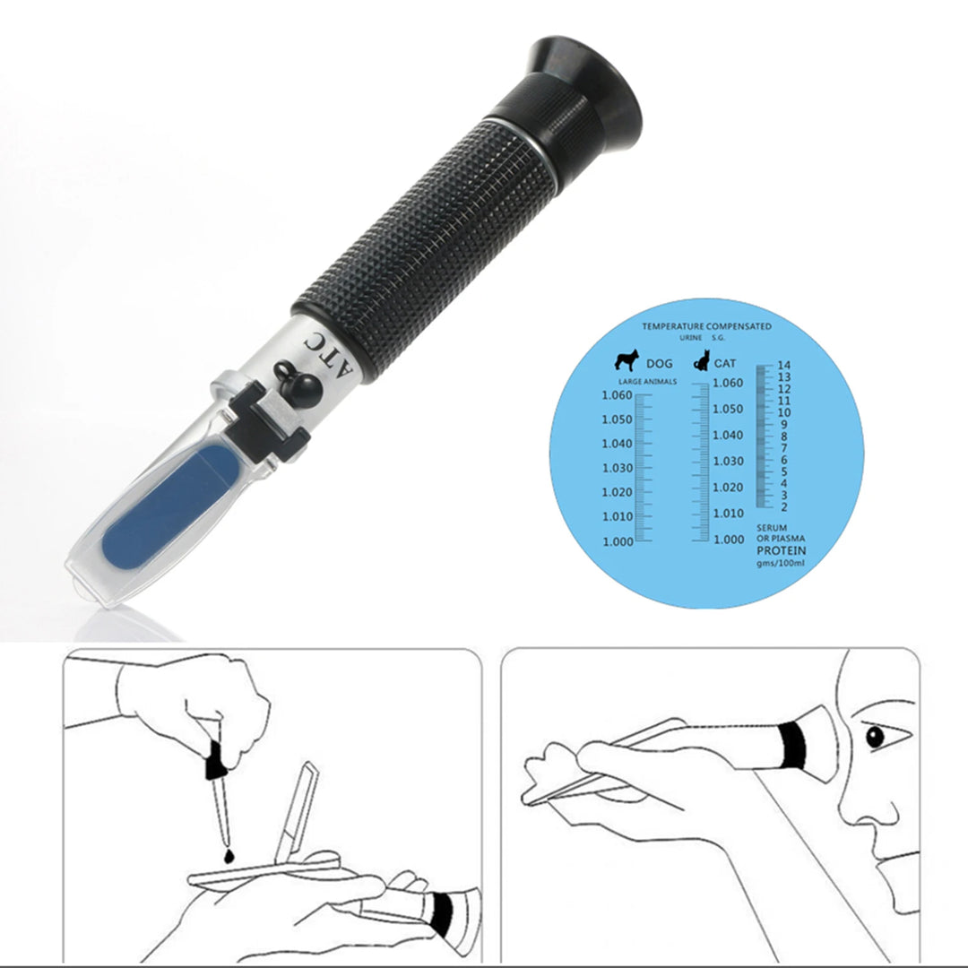 LEERCHUANG Animal Clinical Refractometer Urine Specific Gravity Serum Protein Analyzer Dog Cat Pet/Animal Health Monitoring Tool