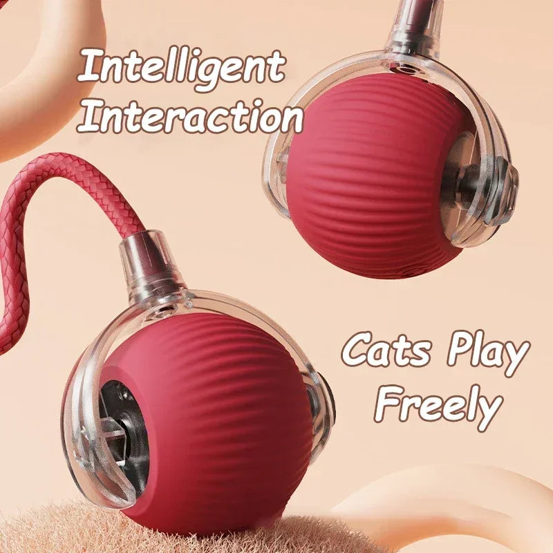 Electric Cat Ball Toys Automatic Rolling Ball Faux Tail Rechargeable Smart Pet Interactive Toy Dog Cat Training Imitate Mouse