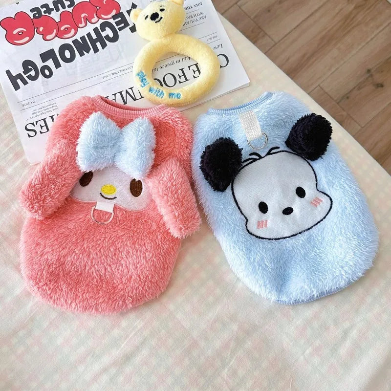 Sanrio My Melody Pochacco anime peripheral cartoon cute plus velvet warm pet clothes kawaii cat and dog windproof vest wholesale