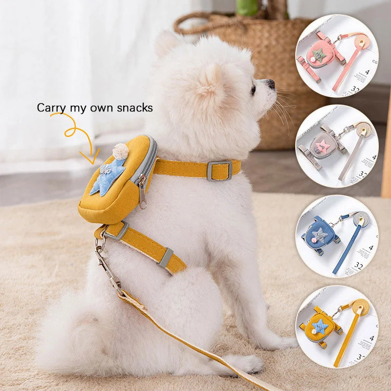 Pet Walking Dog Leash With Small Backpack Cat Dog Leash Dog Leash Backpack Chest Carrier Pet Supplies