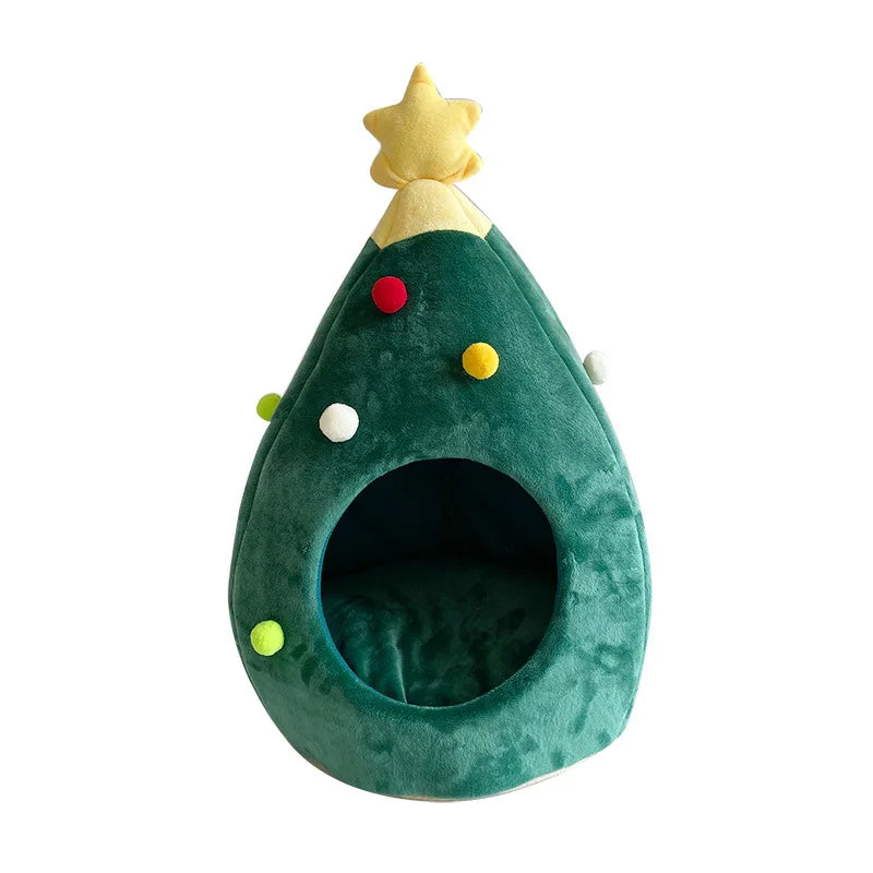 Pet Cat Bed Christmas Comfortable Pet Bed Christmas Tree Winter Warm Pets Nest Cat House Mat Dog Bed For Cats Litter Kennel Home