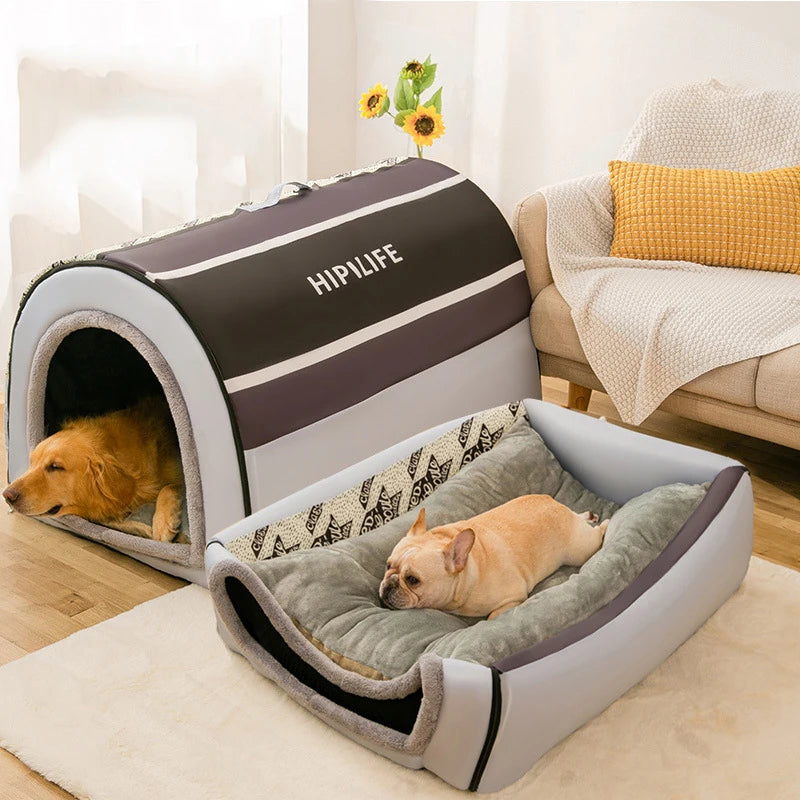 Removable Dog Warm House Washable Pet bed for Large Medium Dogs Travelling Portable Classic Design Pet House Sleeping Bed