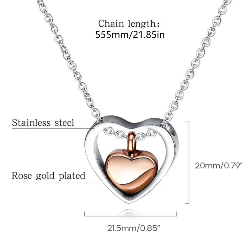 Love Heart Pendant Necklace Ashes Box Memorial Urn Pendant Openable Long-Lasting Necklace Ashes Case Holder Durable