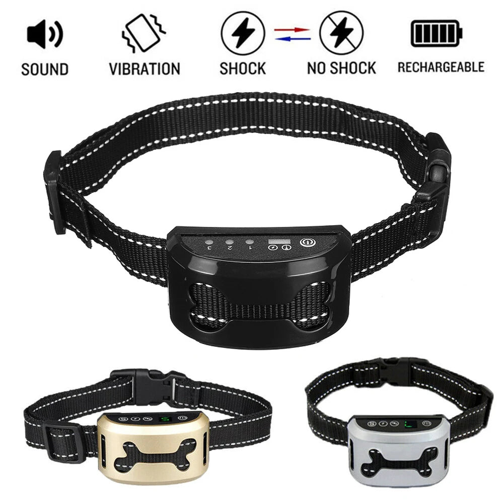 Dog Auto Anti-Bark Collar Rechargeable Battery USB Collars Safety Static Shock Humane Anti Bark Collars Dogs Accessories 3 color