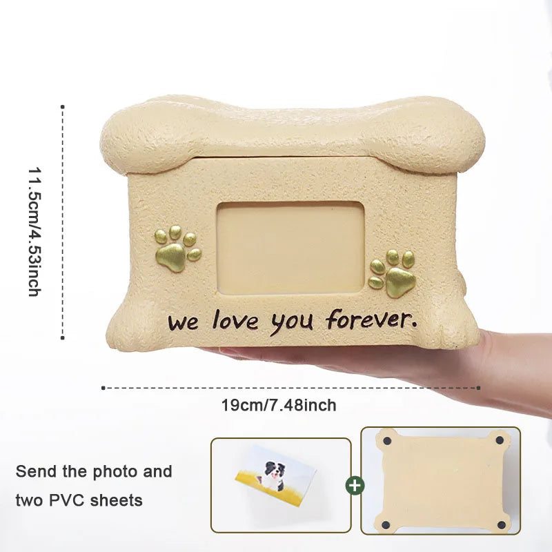 Creative Resin Creative Pet Dog Cinerary Casket with Photo Frame Kitten Puppy Animal Memorial Funeral Supplies Decorative Crafts