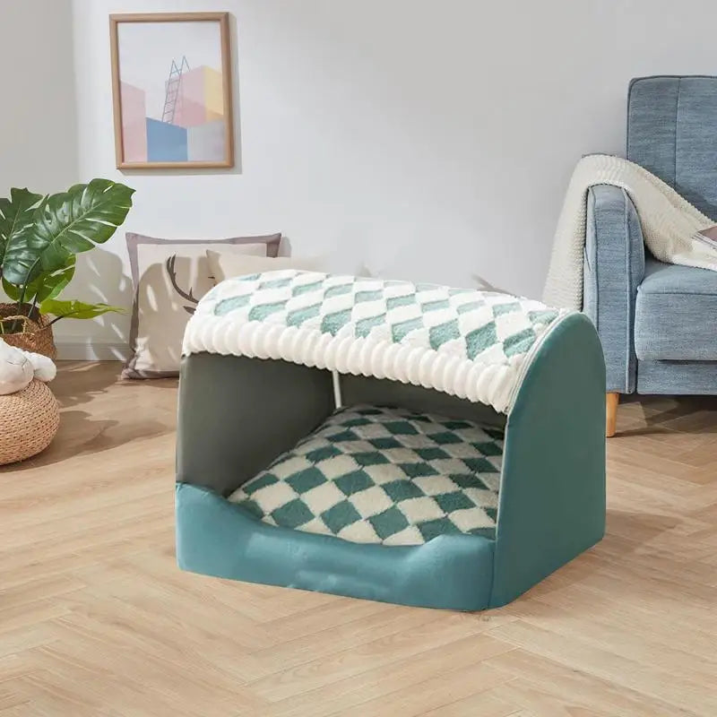 Small Dog Bed Semi Enclosed Covered Cat Bed Tent Indoor Pet House Non-Slip Cat Bed Waterproof No Deformation Pet House Cat