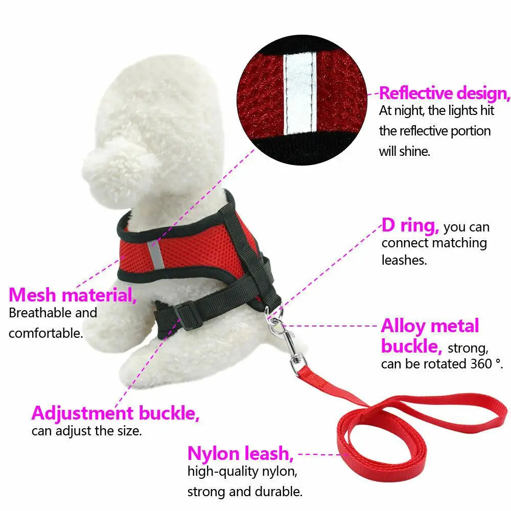 Comfortable Cat Chihuahua Pug Bulldog Collar Dog Leash Puppy Vest Pet Harness