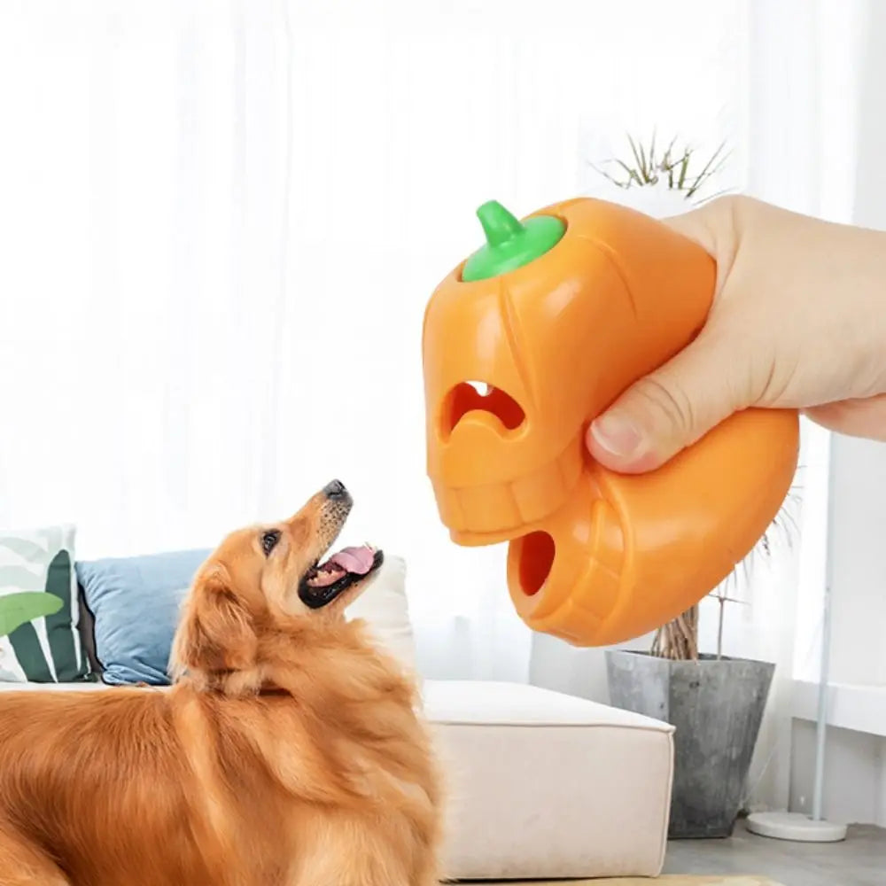 Bire Resistant Dog Pumpkin Leaky Food Toy Anti Choke Soft Halloween Dog Bite Toy TPR Dog Slow Feeder Increase Pet IQ