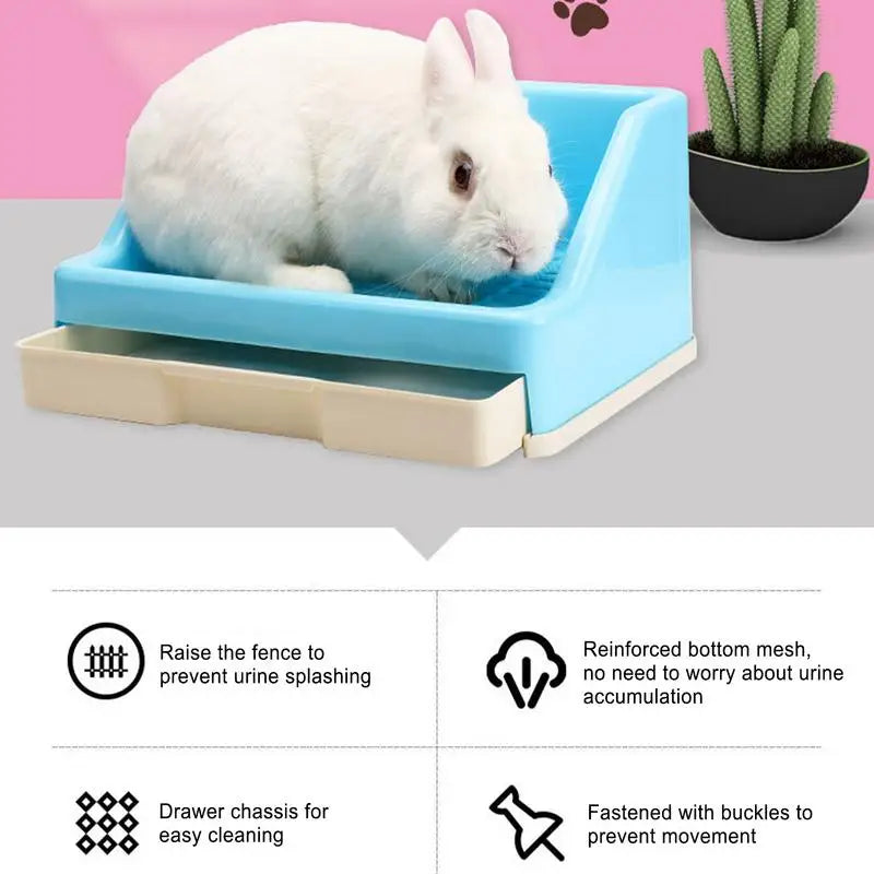 Rabbit Litter Box With Drawer Place Firmly Pet Bedpan Corner Toilet Box With Grate Potty For Adult Guinea Pig cat Dog Supplies