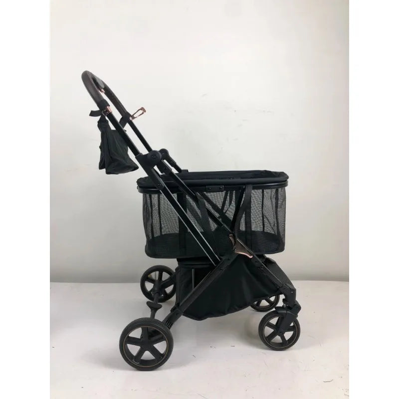 New Style Portable Pet and Shopping Cart Steel Frame Outdoor Folding Dog Carrier with 4 Wheels for Small Animals