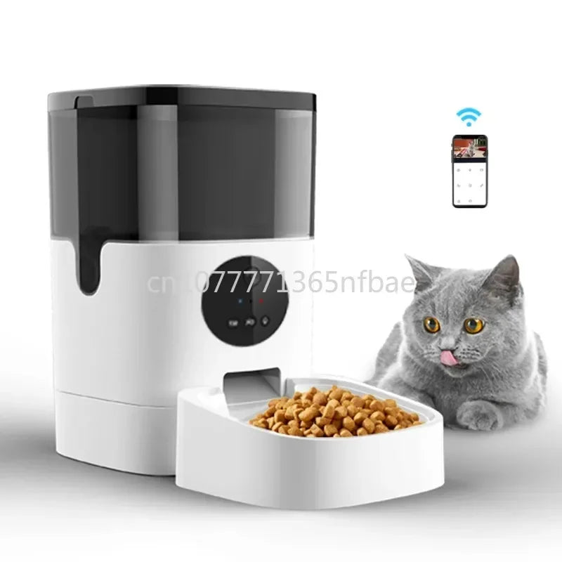 Automatic pet feeder camera, wifi remote control 4L cat and dog food feeder intelligent microchip