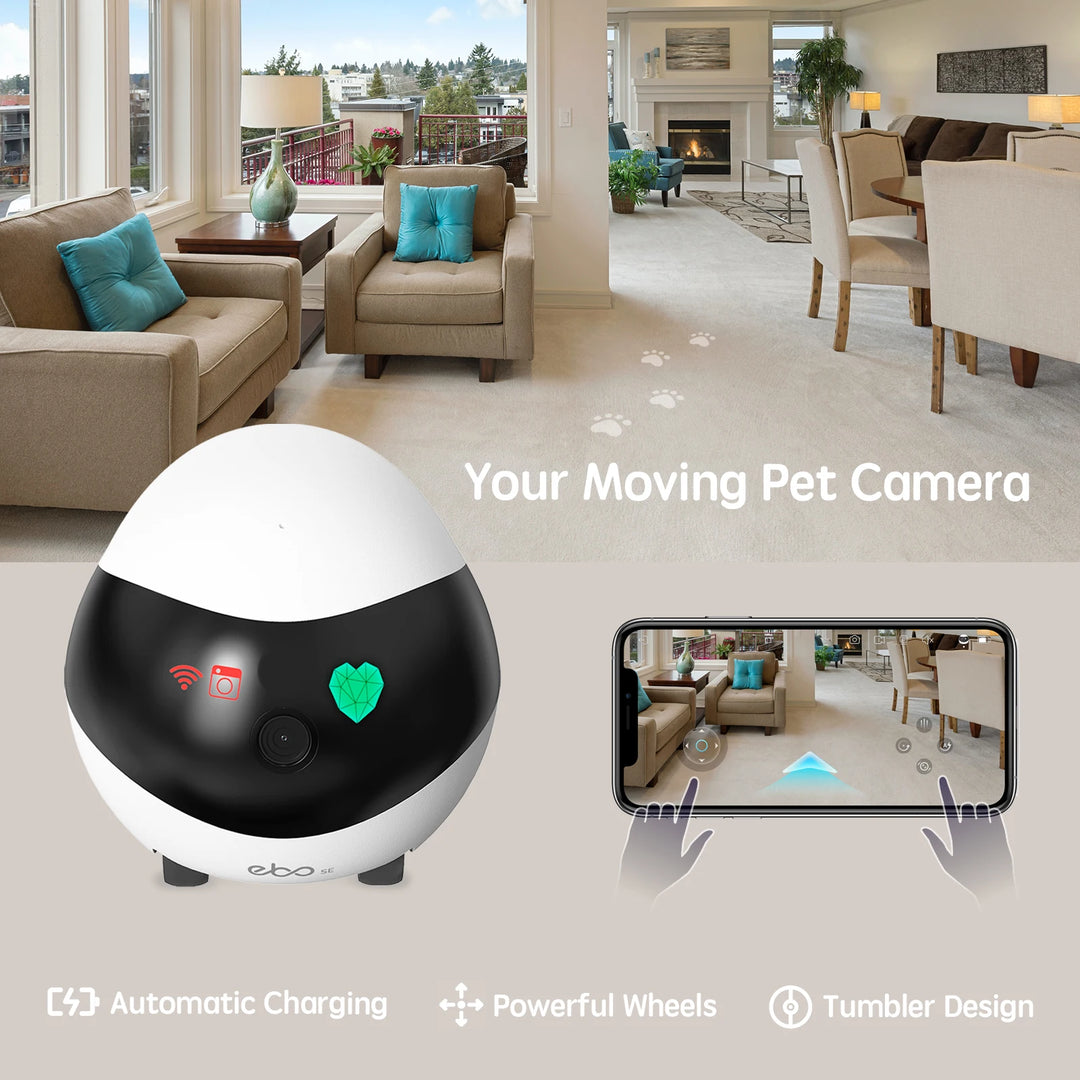 Enabot Pet Camera Home Security Camera,Movable Indoor WiFi Cam,2 Way Talk,Night Vision,1080P Video, Self Charging Robot