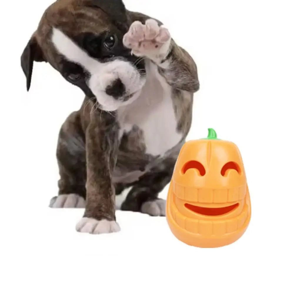 Bire Resistant Dog Pumpkin Leaky Food Toy Anti Choke Soft Halloween Dog Bite Toy TPR Dog Slow Feeder Increase Pet IQ