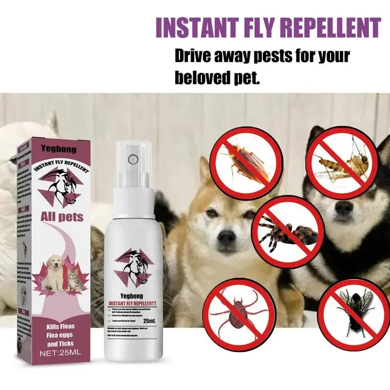 Pet Skin Spray Fleas Tick and Mosquitoes Spray for Dogs Cats and Home Fleas Eliminator Control Prevention Protect Dog Perfume