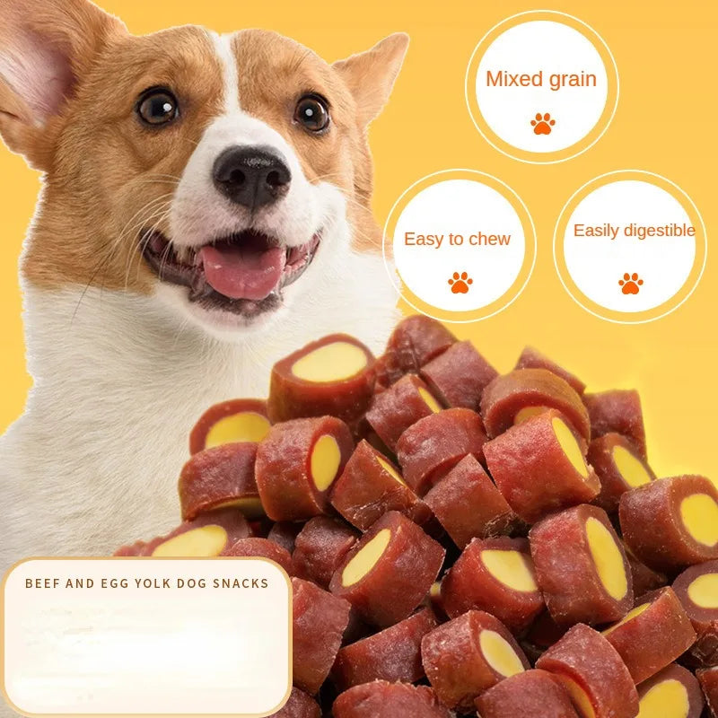 Dog Treats Pet Snacks Beef Egg Yolk  Meaty Chewy Nutritious and Delicious Food Training Rewards Strong Muscles Beauty Hair Snack