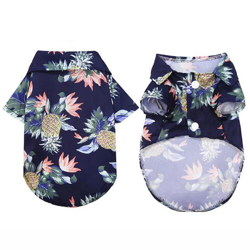 Summer Pet Dog Clothes Hawaiian Style Leaf Printed Beach Shirts for Puppy Small Large Cat Dog Chihuahua Costume Pet Clothing