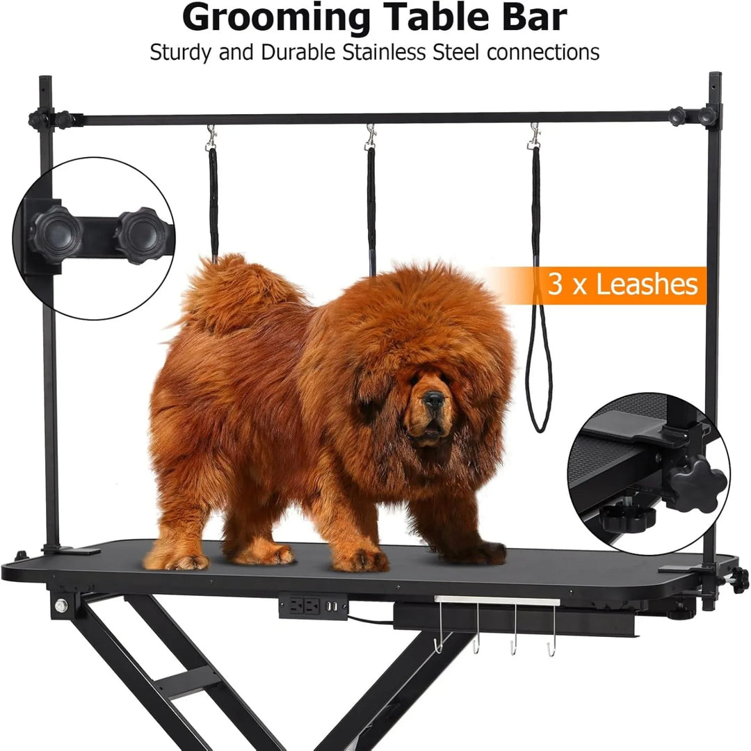 US 47“ Electric Lift Dog Grooming Table (Black), Heavy Duty Electric Grooming Arm Table for Pets & Large Dogs Adjustable Height