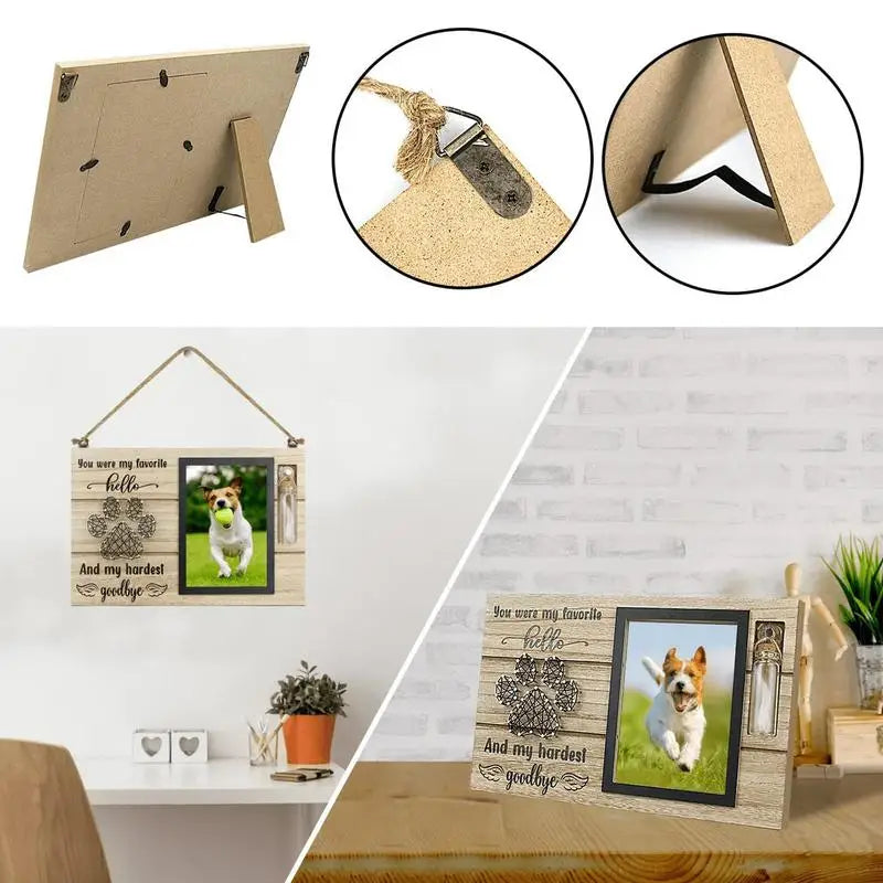 Pet Memorial Photo Frame Wood Pet Keepsake With Pet Urns Bottle For Dogs Ashes Dogs Loss Sympathy Gift For Dog Dad Cat Mom