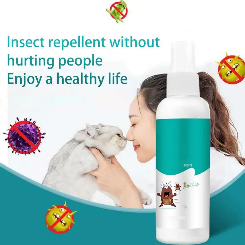 Gentle Formulated Fleas and Tick Spray for Dogs and Cats Treatments to Control Prevent Fleas Lice Ticks 100ml Protection Spray