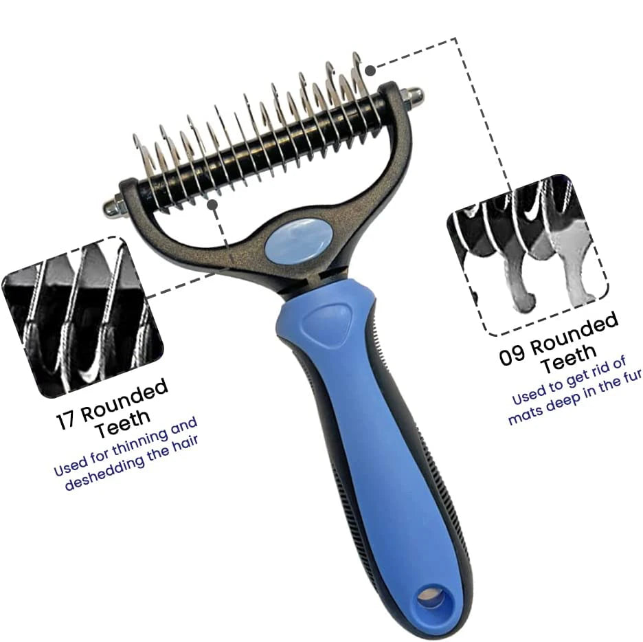 Pet Grooming Brush Double Sided Shedding Dematting Undercoat Rake Comb for Dog and Cat Deshedding Massage Tool Pets Hair Remover