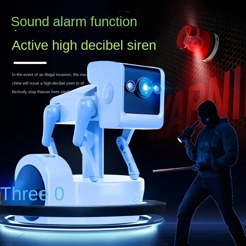 White Robot Dog Camera Dome Camera  Full APP AI Humanoid Detection Baby Monitor-EU Plug Color