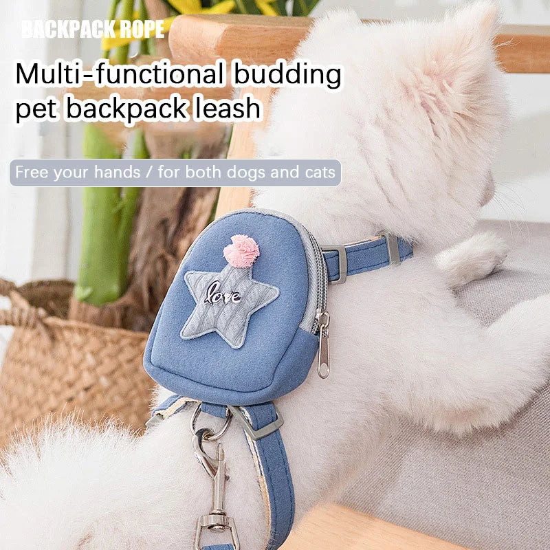 Pet Walking Dog Leash With Small Backpack Cat Dog Leash Dog Leash Backpack Chest Carrier Pet Supplies