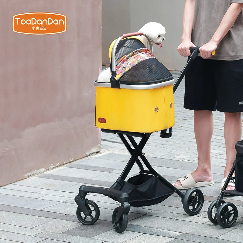 Toodandan High Quality Folding Four wheeled Travel Carrier Carriage Pet Stroller For Dogs And Cat