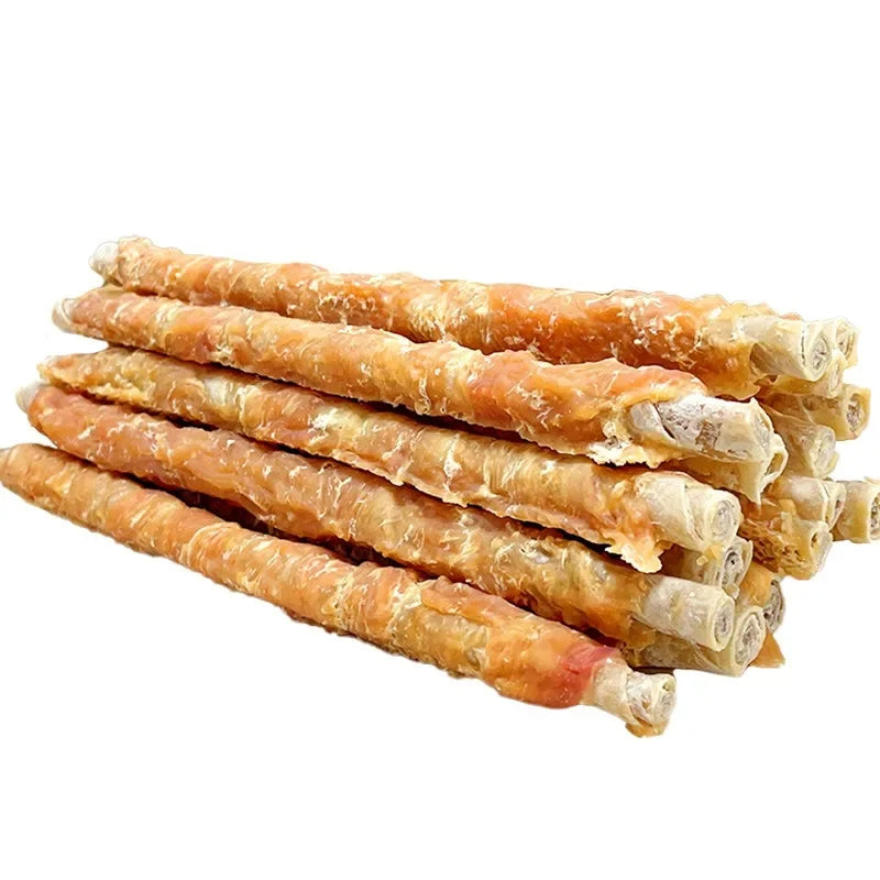 6pcs Pet Food Dog Snacks Molar Teeth Cleansing Cowhide Stick 34cm Dog Molar Stick Chicken Duck Rawhide Stick Pet Dry Food