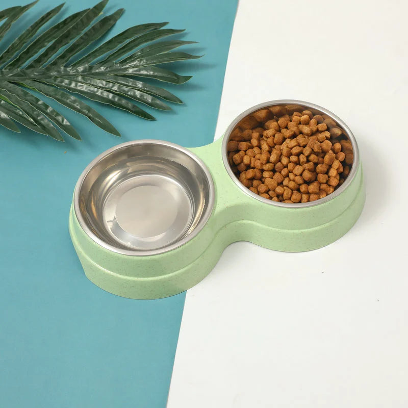 Stainless Steel Double Pet Bowls,Food and Water Feeder,Pet Drinking Feeder,Cat and Puppy Feeding Supplies, Small Dog Accessories