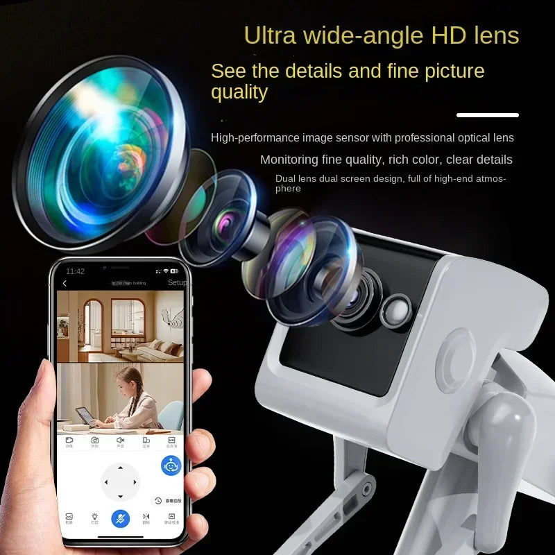 White Robot Dog Camera Dome Camera  Full APP AI Humanoid Detection Baby Monitor-EU Plug Color